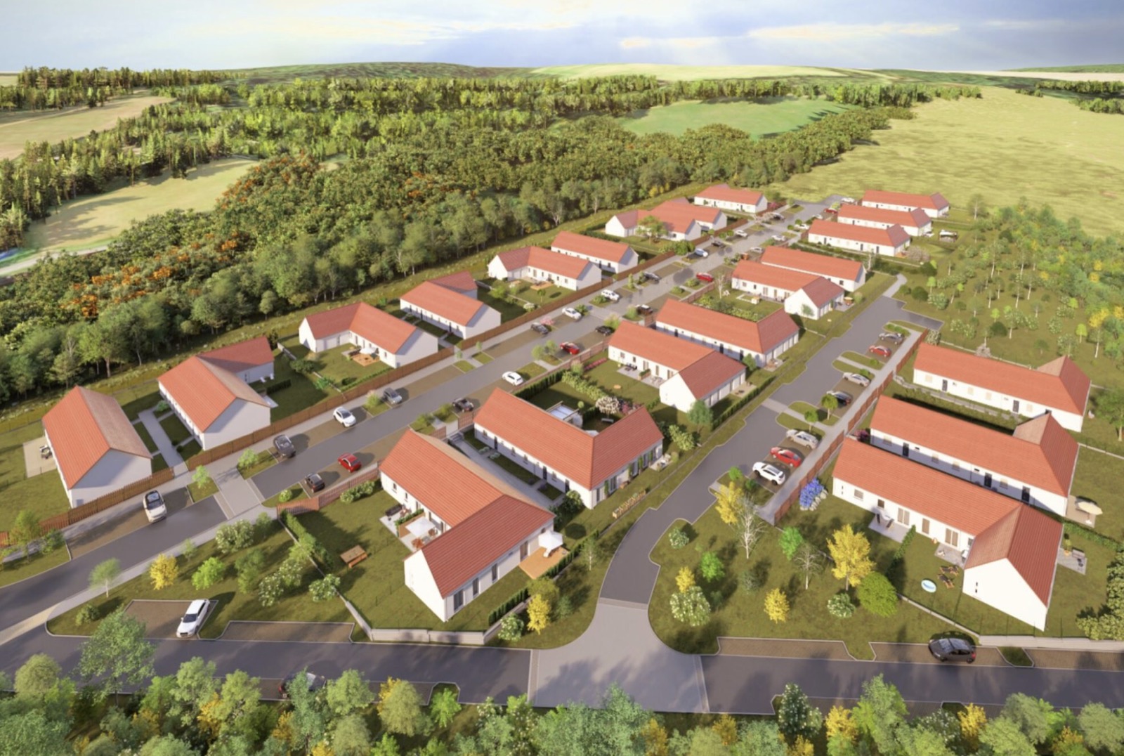 Panorama Plasy — pohled na zástavbu z výšky